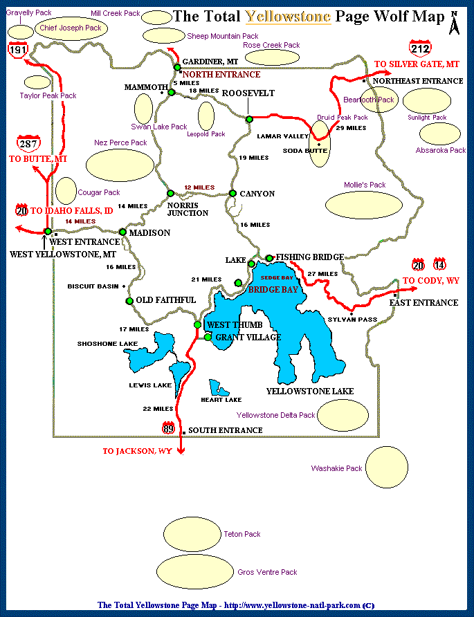 Yellowstone Wolf Pack Map 
