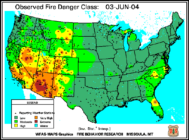 Fire danger map